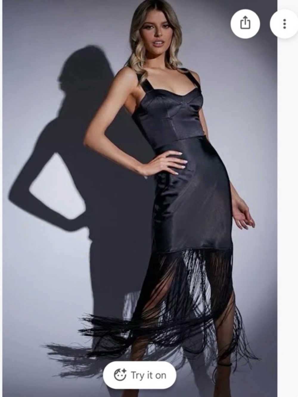 SHOWPO - Women's Black Fringe Slip Dress ALTERED to Size 4